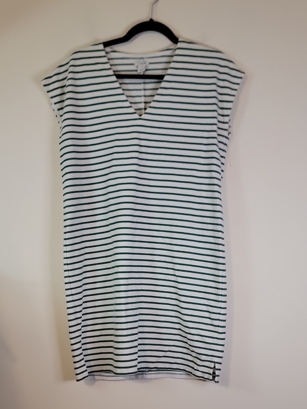 J. Crew White Dress with Dark Green Stripes